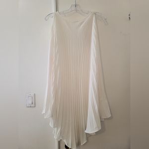 Catherine Malandrino white Accordion pleated shift flowy dress sz. M